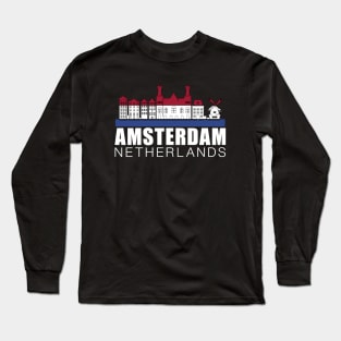 Amsterdam Netherlands Flag Skyline Long Sleeve T-Shirt